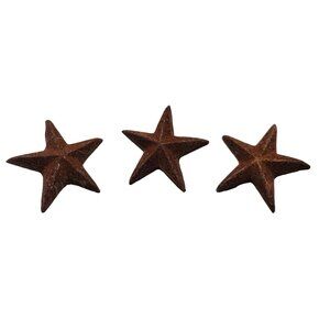 Cast Iron Stars Rusty Furniture Embellishments Crafting Set of 3